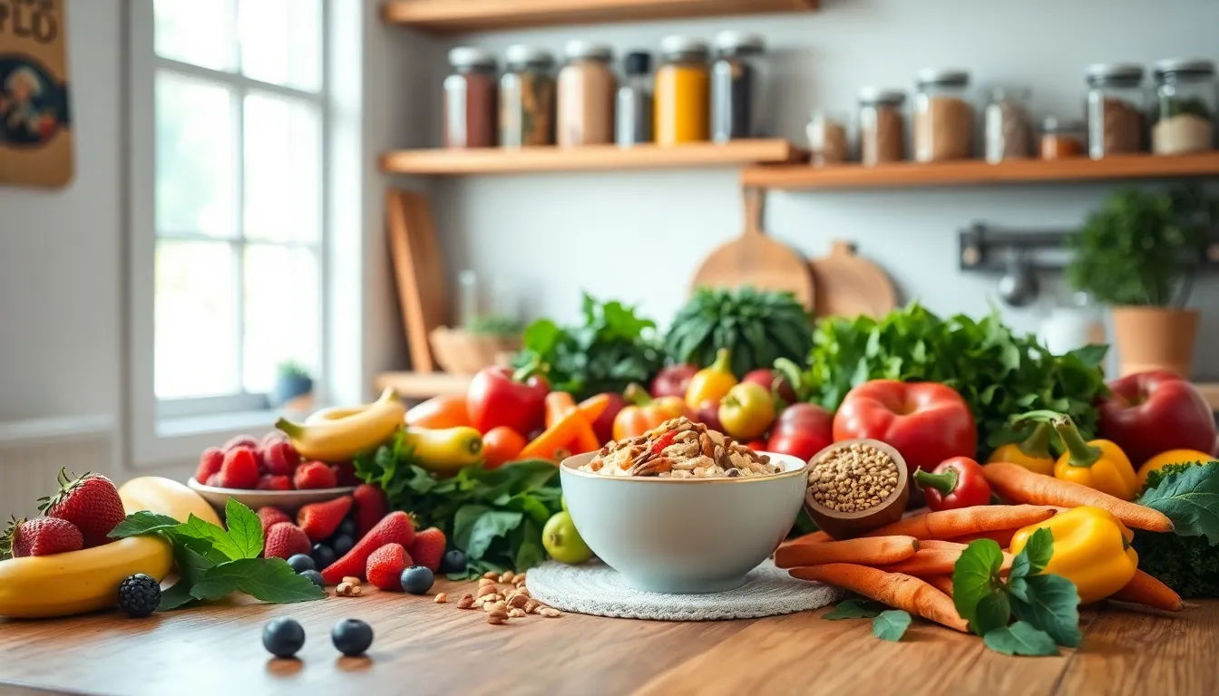 nutritious foods for postpartum recovery in a cozy kitchen.